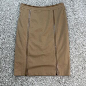 Vex Collection Skirt Womens 40 Brown Solid Pencil Knee Length Lined Stretch